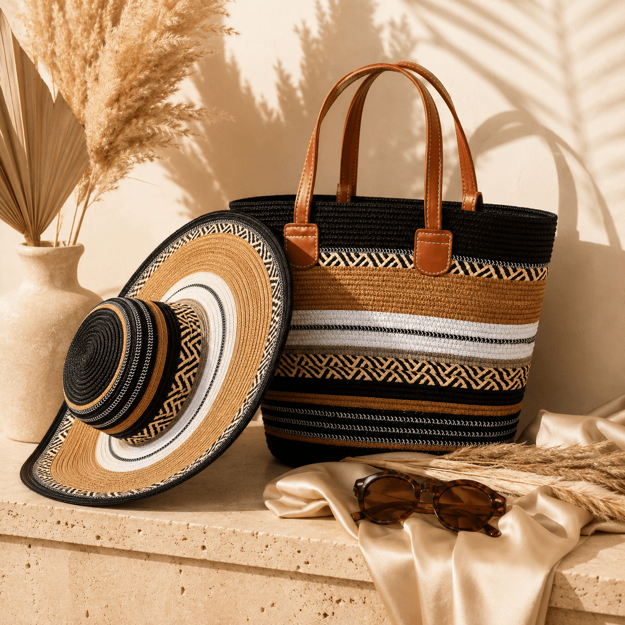 Parure Paille (Cabas + Chapeau)