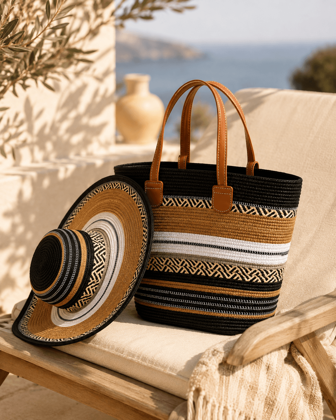 Parure Paille (Cabas + Chapeau)